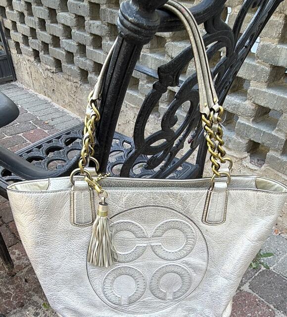 Coach Handbags - Coach Audrey Metallic Leather Tote Bag